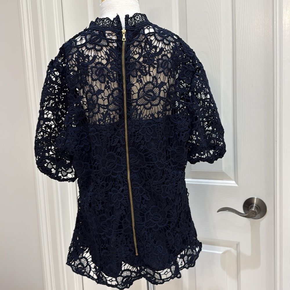 Nannette Lepore Sleeveless Mockneck Embroidered Lace w/Exposed Zipper medium - Picture 5 of 9